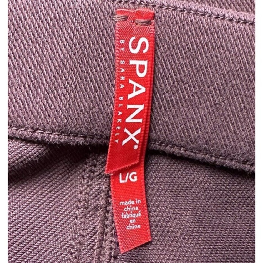 Spanx Jean-ish Leggings Women Size L Crop Ankle Twill Burgundy Slimming Seamless - Picture 8 of 13